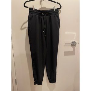 Black Zara High Waisted Joggers Faux Leather Ties - Worn Once!